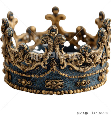 Fantasy watercolor beige insect crown with gold details isolated clipart 137188680