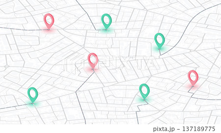 Isometric city urban roads and streets abstract map downtown district map. Highlights points of interest and roads to location marker. Vector illustration Isometric city urban roads and streets abstract map downtown district map. Highlights points of interest and roads to location marker. Vector illustration 137189775