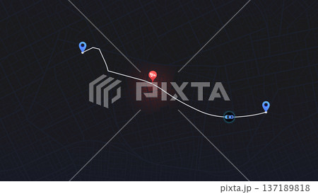 Accident road. Closed turns of the route, road. Traffic detours on map. Location tracks dashboard. Generic city map with signs of streets. Vector illustration Accident road. Closed turns of the route, road. Traffic detours on map. Location tracks dashboard. Generic city map with signs of streets. Vector illustration 137189818