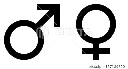 オスとメスの記号のモノクロアイコン 137189820