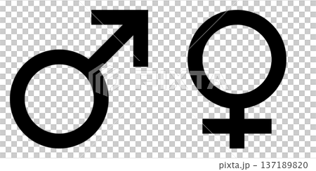 オスとメスの記号のモノクロアイコン 137189820