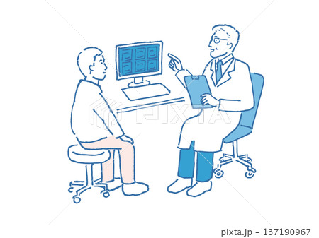 診察をする医師の手描きイラスト 137190967
