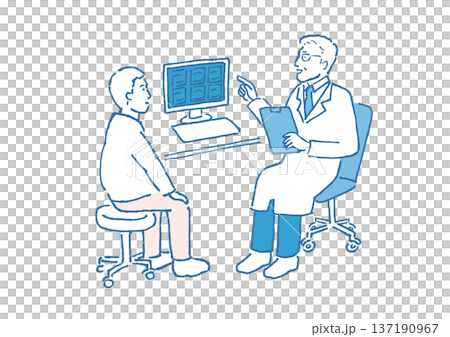 診察をする医師の手描きイラスト 137190967