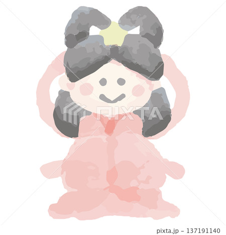 幼稚園・保育園向け 7月のやさしい水彩挿絵イラストシリーズ｜織姫 137191140