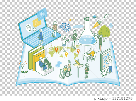 進路を考える10代の若者たちのイメージイラスト 137191279