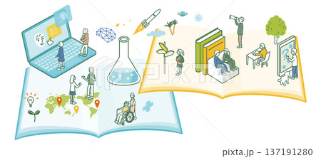 進路を考える10代の若者たちのイメージイラスト 137191280