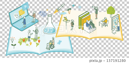 進路を考える10代の若者たちのイメージイラスト 137191280