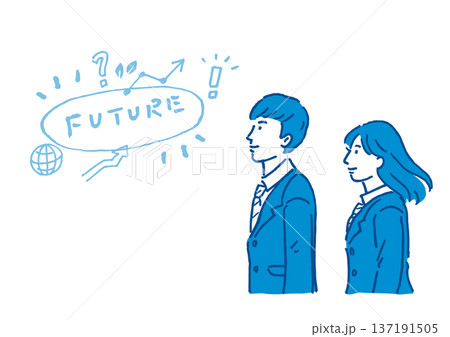 未来を見つめる高校生のイメージイラスト 137191505