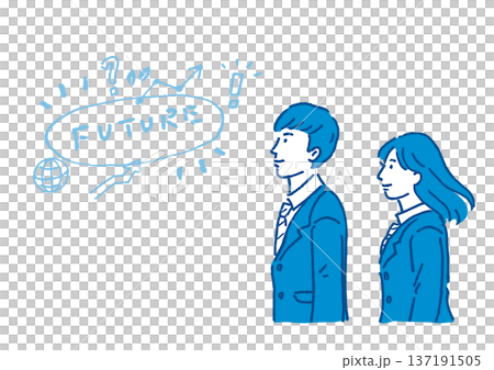未来を見つめる高校生のイメージイラスト 137191505