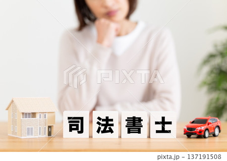 司法書士のブロックと悩むミドル女性 137191508