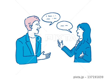 英語で会話する男女のイラスト 137191839