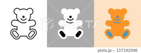 クマのぬいぐるみのシンプルなカラーアイコン 137192096
