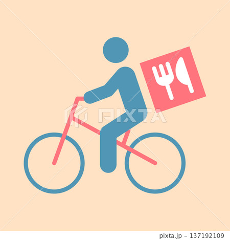 シンプルなデリバリー自転車のラインアイコン シンプルなデリバリー自転車のラインアイコン 137192109