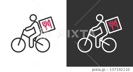 シンプルなデリバリー自転車のラインアイコン シンプルなデリバリー自転車のラインアイコン 137192110