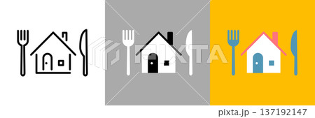 シンプルなテイクアウトとデリバリーのアイコン 137192147