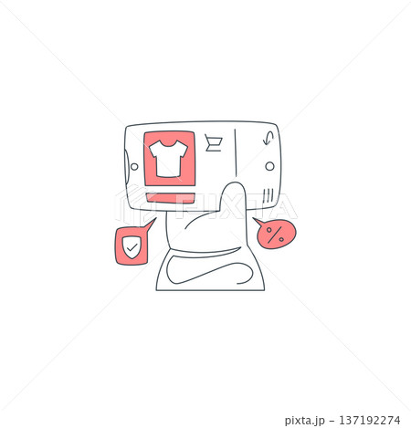 A Person Securely Shopping For Clothes Online With A Smartphone Vector Illustration A Person Securely Shopping For Clothes Online With A Smartphone Vector Illustration 137192274