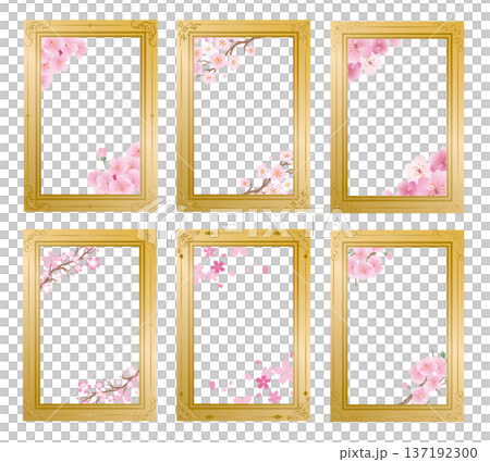 フレーム飾り枠　桜の花 137192300