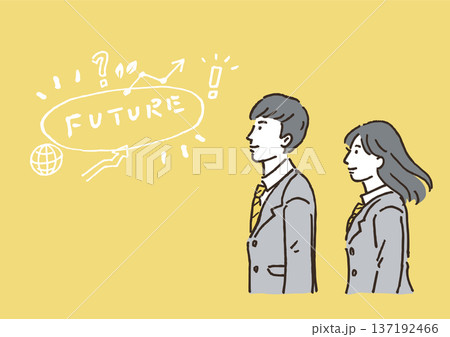 未来を見つめる高校生のイメージイラスト 137192466