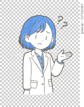 手繪插圖,描繪了一位身穿白大褂、表情憂慮的女醫護人員。 手繪插圖,描繪了一位身穿白大褂、表情憂慮的女醫護人員。 137192467