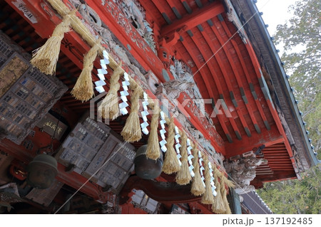 Kitaguchi Hongu Sengen Jinja Shrine in Fujiyoshida of Yamanashi Japan during the winter. This is the traditional Shinto entrance to the path to the summit of Mt. Fuji, and dates from the year 100AD Kitaguchi Hongu Sengen Jinja Shrine in Fujiyoshida of Yamanashi Japan during the winter. This is the traditional Shinto entrance to the path to the summit of Mt. Fuji, and dates from the year 100AD 137192485