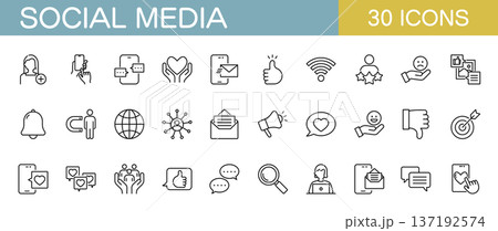 ソーシャルメディアやsnsに関するラインアイコンセット 137192574