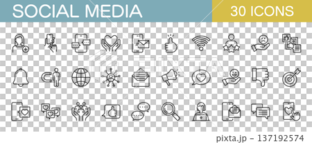 ソーシャルメディアやsnsに関するラインアイコンセット 137192574