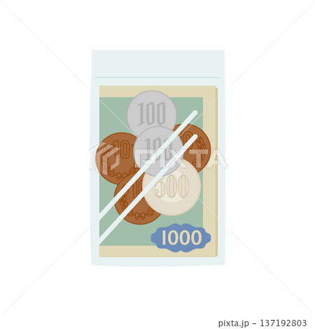 チャック付き袋に入れた現金 チャック付き袋に入れた現金 137192803