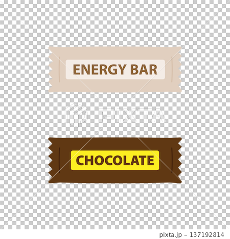 Illustration of individually wrapped energy bars 137192814
