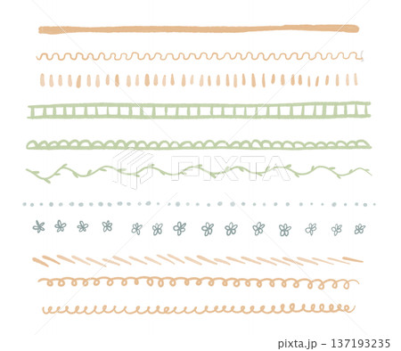 Edge border, stripe. scalloped border, frame, pattern isolated. Floral watercolor decoration lines collection 137193235