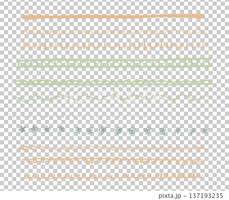 Edge border, stripe. scalloped border, frame, pattern isolated. Floral watercolor decoration lines collection 137193235