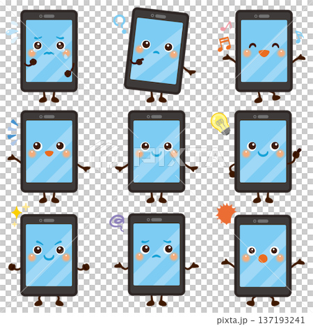 Smartphone character illustration facial expression set Smartphone character illustration facial expression set 137193241