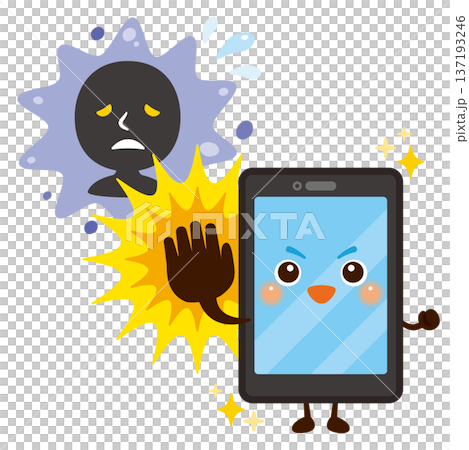 犯罪を未然に防ぐスマートフォンのキャラクターイラスト 犯罪を未然に防ぐスマートフォンのキャラクターイラスト 137193246