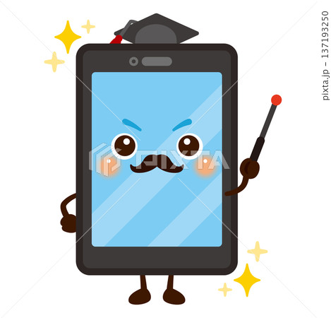 指示棒を持ったスマートフォンのキャラクターイラスト 指示棒を持ったスマートフォンのキャラクターイラスト 137193250