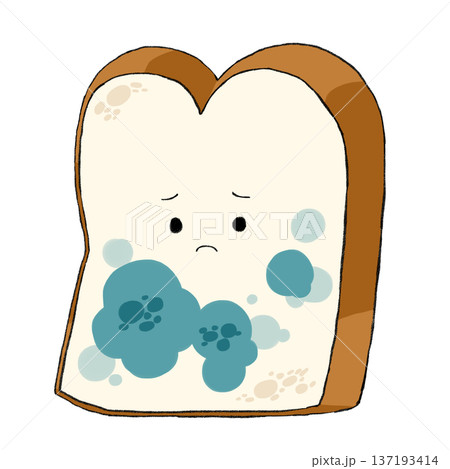 カビて悲しむ食パンのイラスト 137193414