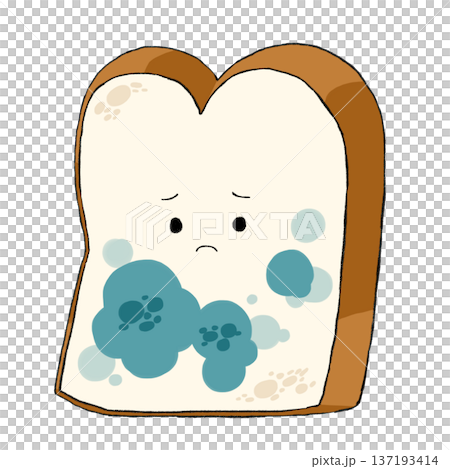 カビて悲しむ食パンのイラスト 137193414