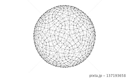 Abstract wireframe sphere. Dots connected by lines. Technology abstract background. Minimalist mesh backdrop. Abstract polygonal shape. 137193658