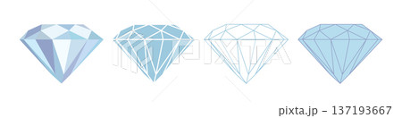 Set of elegant gemstone and diamond icons in outline, glyph style. 137193667