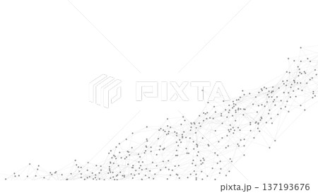 Abstract technology background with dots connected by lines forming a minimalist mesh and plexus shape. Futuristic digital network design for data, science, innovation, and modern web projects. 137193676