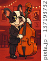 スーツ姿でジャズを奏でる、フレンチブルドッグのベース奏者 137193732