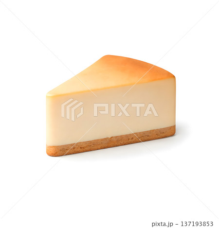 ベイクドチーズケーキ 3Dアイコン 白背景 ミニマル スイーツ素材 ベイクドチーズケーキ 3Dアイコン 白背景 ミニマル スイーツ素材 137193853