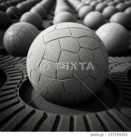 Abstract Spheres with Polygonal Facets in a Matrix Pattern, High-Resolution Industrial Texture 137194201