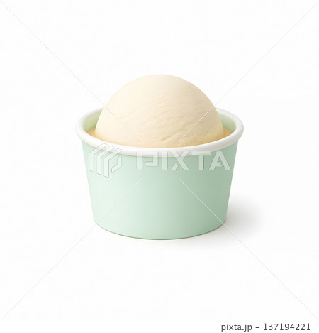 アイスクリームカップ 3Dアイコン 白背景 ミニマル スイーツ素材 137194221