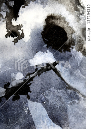 Abstract black and grey watercolour paint and ink swirling on white paper background to look like clouds and monochrome wash Abstract black and grey watercolour paint and ink swirling on white paper background to look like clouds and monochrome wash 137194310