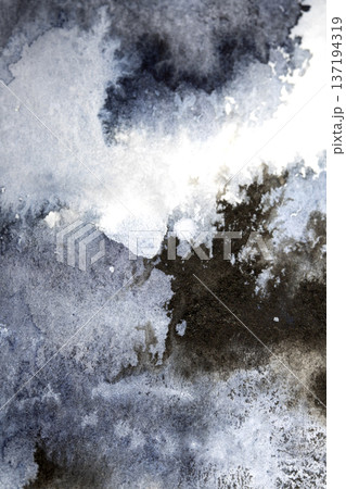 Abstract black and grey watercolour paint and ink swirling on white paper background to look like clouds and monochrome wash Abstract black and grey watercolour paint and ink swirling on white paper background to look like clouds and monochrome wash 137194319