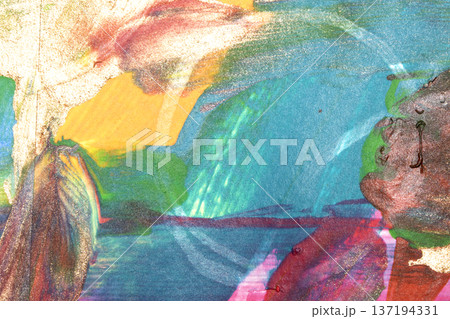 Vibrant thick strokes of richly pigmented acrylic ink paint abstract texture background 137194331