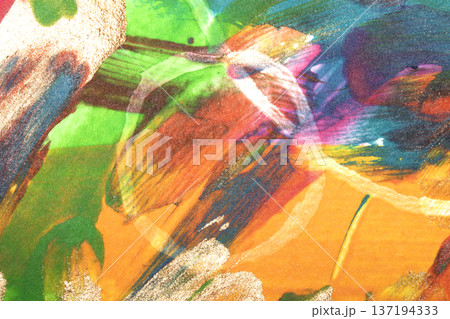 Vibrant thick strokes of richly pigmented acrylic ink paint abstract texture background 137194333
