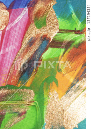 Vibrant thick strokes of richly pigmented acrylic ink paint abstract texture background 137194334