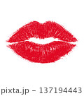 Lips, red lipstick kiss. Vector illustration 137194443