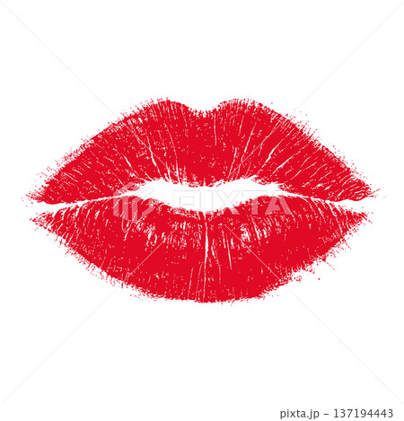 Lips, red lipstick kiss. Vector illustration 137194443