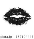 Lips, red lipstick kiss. Vector illustration 137194445